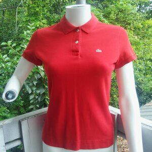 Lacoste Red Preppy Polo Collar Shirt